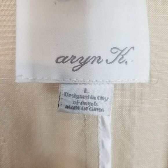 aryn K. Women Linen Blend Blazer Jacket Sz L Beige Lightweight Button Up Preppy - Picture 6 of 7